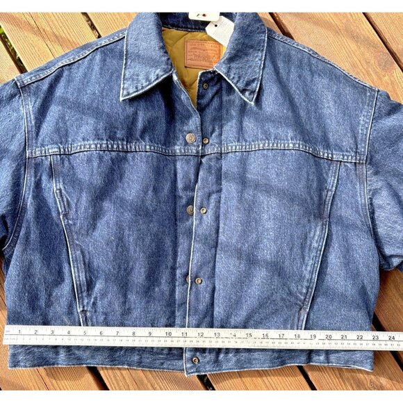 Levi's Women's Reversible Trucker Bubble Big E Dark Denim Jacket Size XL - Picture 12 of 13
